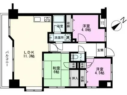 リジェール越谷(3LDK/6階)の間取り写真