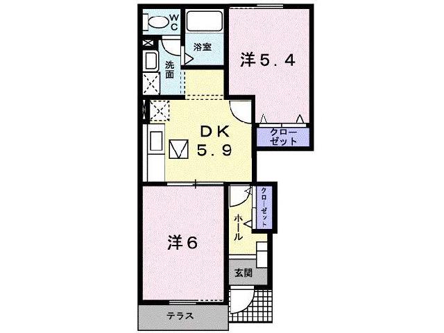 サンルーラン(2DK/1階)の間取り写真