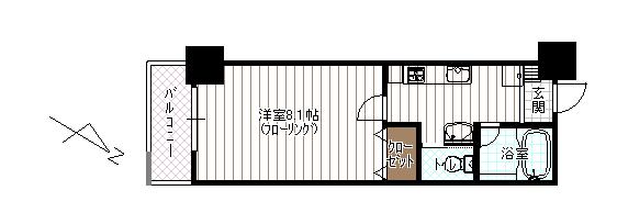 フレリア県立病院前(1K/4階)の間取り写真