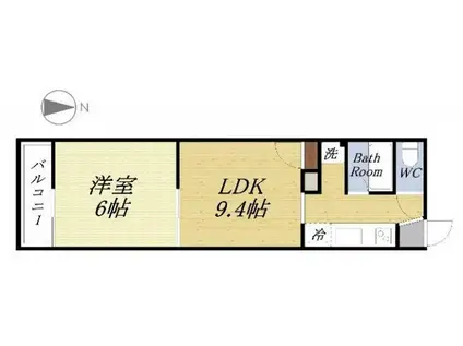 パステルグリーン(1LDK/1階)の間取り写真