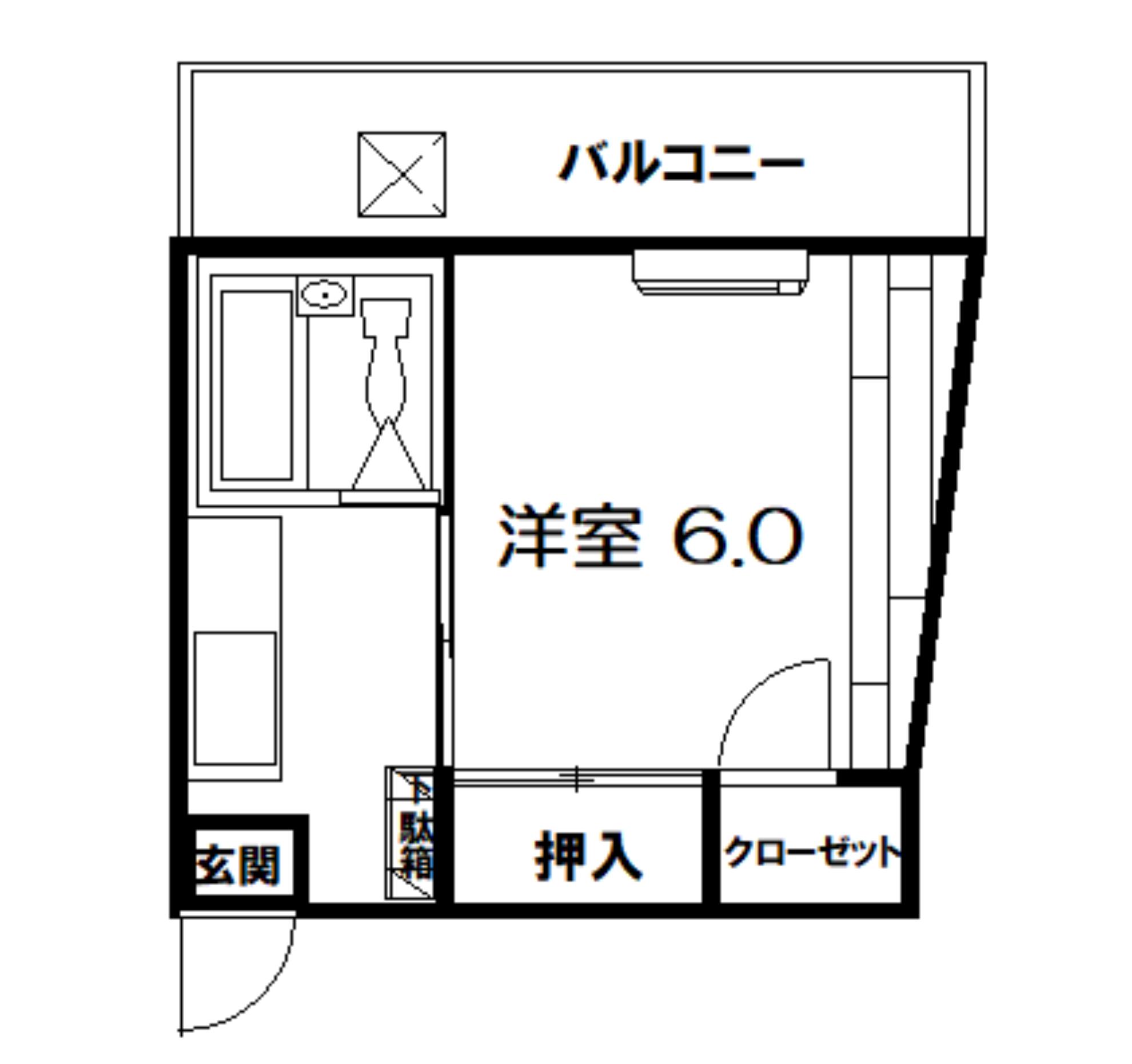 フジビル23(1K/6階)の間取り写真