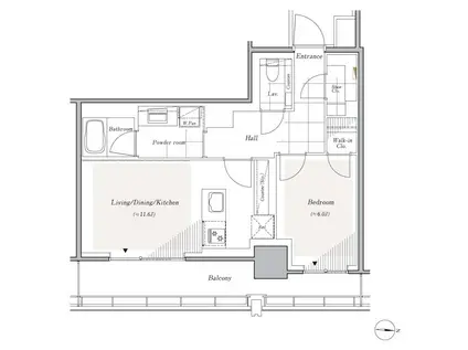 リビオレジデンス西麻布(1LDK/4階)の間取り写真