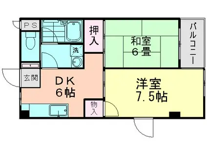 オリーブハウス船橋(2DK/2階)の間取り写真
