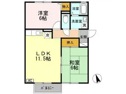 セピアコートB(2LDK/2階)の間取り写真