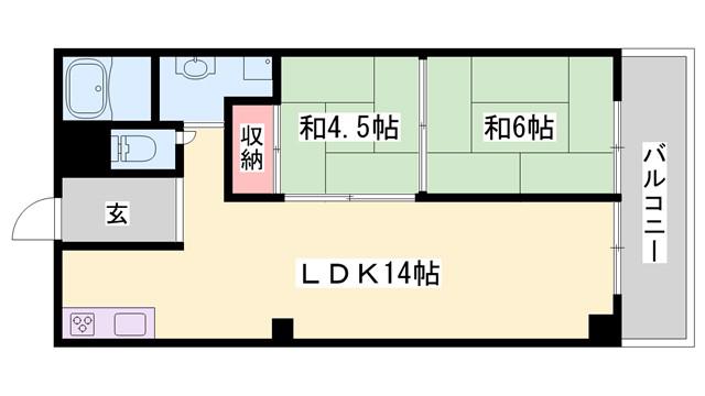 クレアトーレ姫路駅前(2LDK/5階)の間取り写真