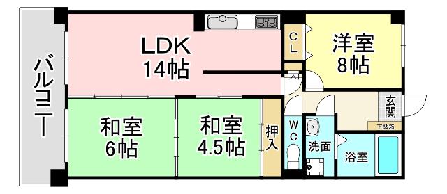 イマージュ安部山公園(3LDK/3階)の間取り写真