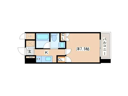 エルスタンザ広瀬通RESIDENCE(1K/8階)の間取り写真