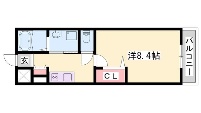 ペガサスII(1K/2階)の間取り写真