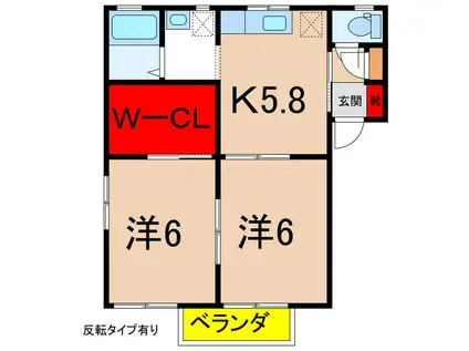 パークヒル B(2DK/2階)の間取り写真