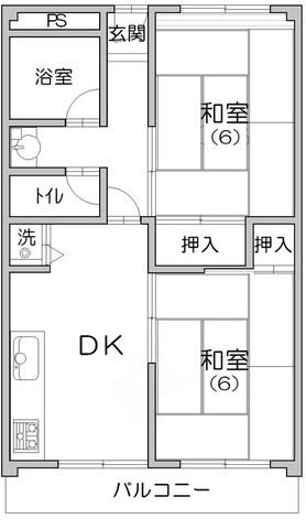 西芦屋グリーンハウス(3LDK/6階)の間取り写真