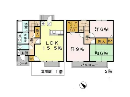 アーマビリータIII(3LDK/1階)の間取り写真