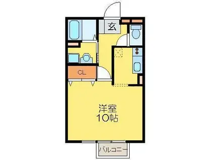 アメジストセージ(1K/1階)の間取り写真