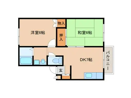 コンフォルト平松(2DK/1階)の間取り写真