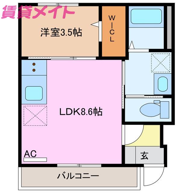 近鉄名古屋線 近鉄長島駅 徒歩10分 2階建 築4年(1LDK/1階)の間取り写真