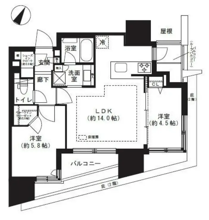 クレストラフィーネ旗の台 3階階 間取り