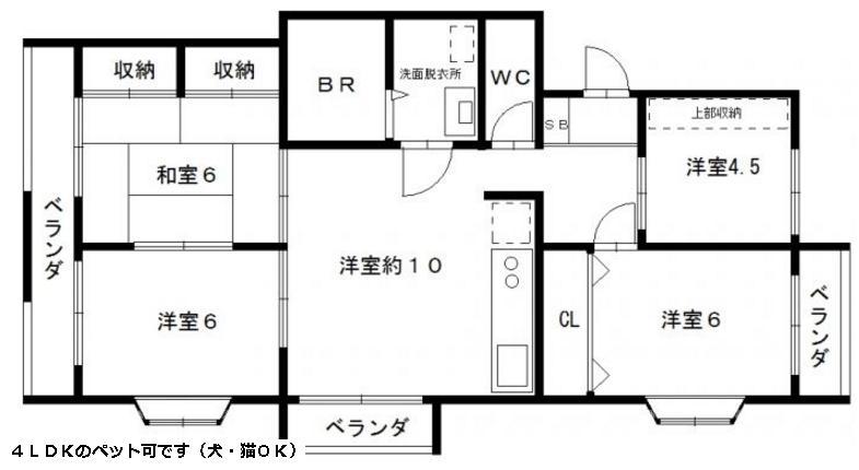 プレリュード東那珂(4DK/3階)の間取り写真