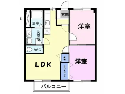 スマイルームA(2LDK/2階)の間取り写真