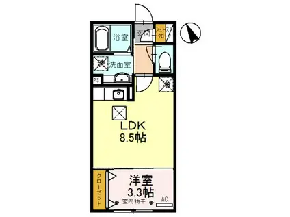 パーシモンIII(1LDK/1階)の間取り写真