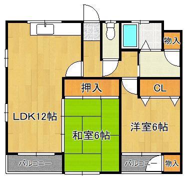 ゴールドハイツ湯川(2LDK/2階)の間取り写真