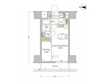 アーバネックス森下ウエスト(1LDK/4階)の間取り写真