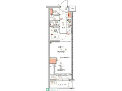 ハーモニーレジデンス中野本町パークサイド(2K/4階)の間取り写真