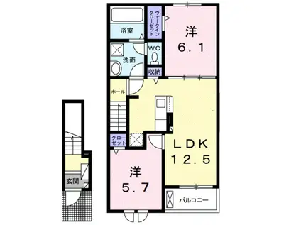 ラ・カーサ セレーナ(2LDK/2階)の間取り写真