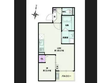 JACK MIYOSHI IV(1LDK/2階)の間取り写真