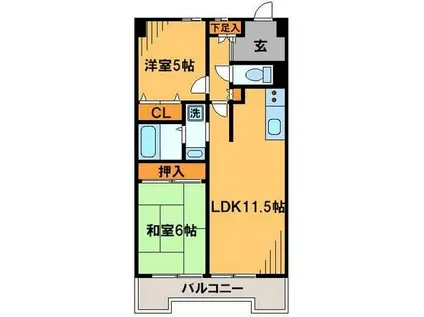 ファインビュー千葉(2LDK/4階)の間取り写真