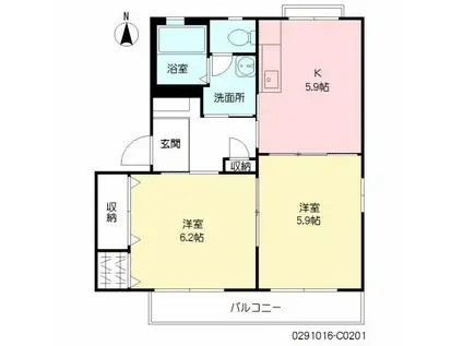 サザンクロス出水  C棟(2K/2階)の間取り写真