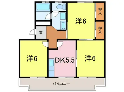 棚尾マンション(3DK/1階)の間取り写真