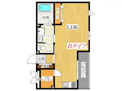 アルティア(ワンルーム/2階)の間取り写真