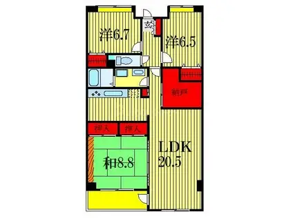 エルプレイス下総中山I(3LDK/2階)の間取り写真