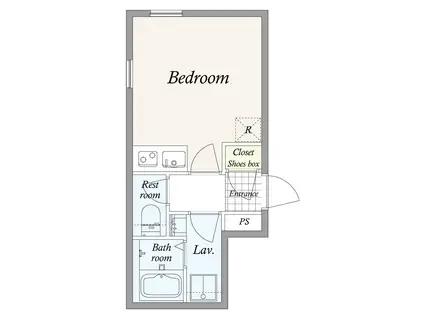 GRAN PASEO島津山イースト&ウエスト(1K/3階)の間取り写真