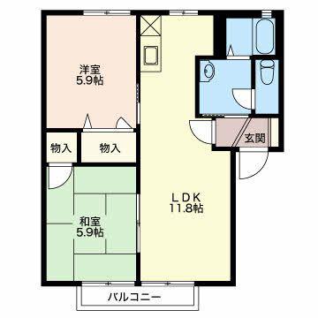 アネックス本郷A(2LDK/2階)の間取り写真