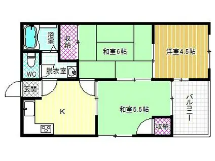 阪南グリーンハイツ(3DK/4階)の間取り写真