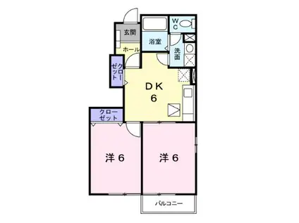 ニーロクセブンII(2DK/1階)の間取り写真