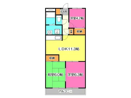 アスティーロイヤル(3LDK/3階)の間取り写真