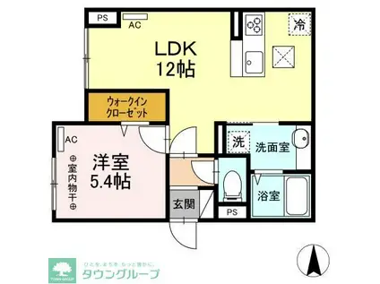 ラリュール清川B(1LDK/1階)の間取り写真