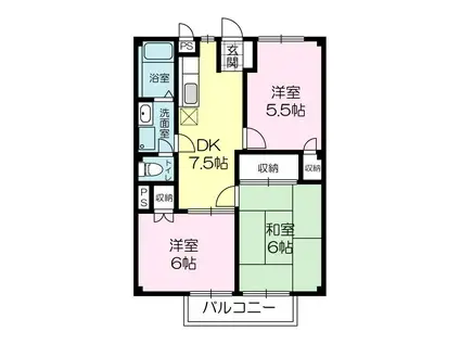 松風コーポ(3DK/2階)の間取り写真