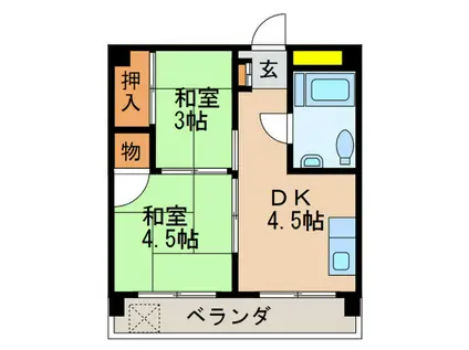 相川マンション(2DK/5階)の間取り写真
