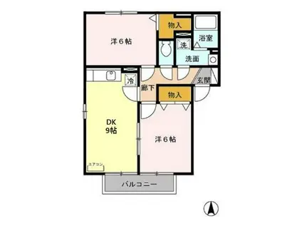 ポルトス元町 C(2DK/1階)の間取り写真