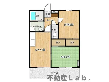 グランデール豊福(2DK/1階)の間取り写真