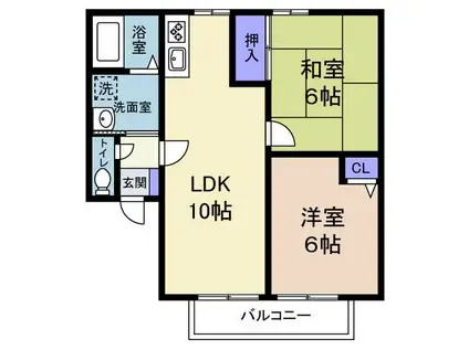 レイエステート(2LDK/1階)の間取り写真