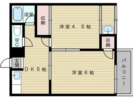 ヴィラナリー大道(2DK/1階)の間取り写真