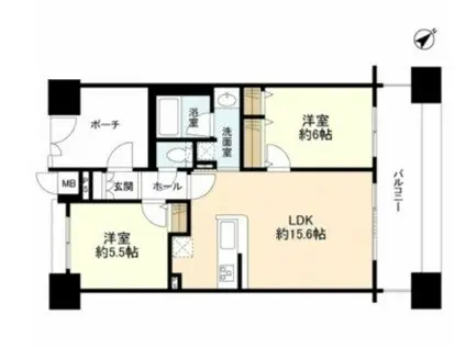 パークフラッツ横濱公園(2LDK/11階)の間取り写真