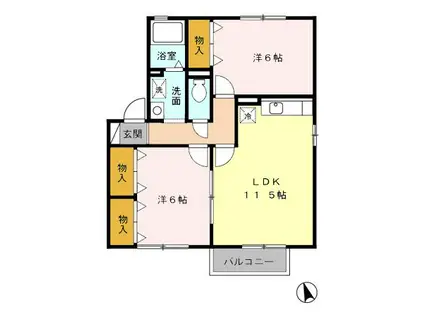 セジュール薮田B(2LDK/2階)の間取り写真