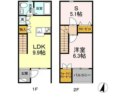 アンジュエール A(1LDK/2階)の間取り写真
