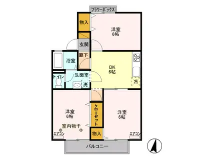 ジュネス多摩平(3DK/2階)の間取り写真