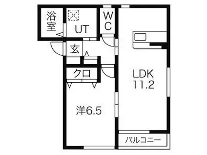 カルミアA(1LDK/1階)の間取り写真