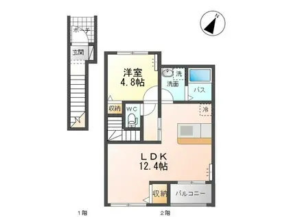 サンフラワー(1LDK/2階)の間取り写真